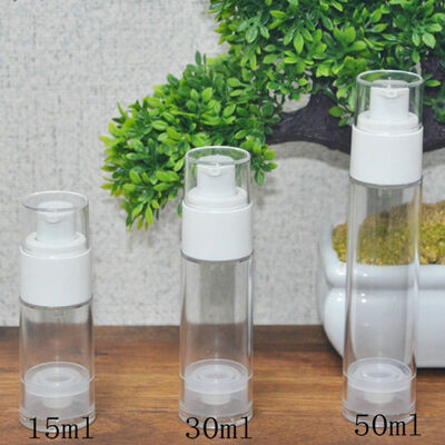 लोकप्रिय लोशन पंप बोतल के साथ सिलेंडर 10ml 15ml 20ml 30m सिल्वर पीपी प्लास्टिक एयरलेस पंप बोतल