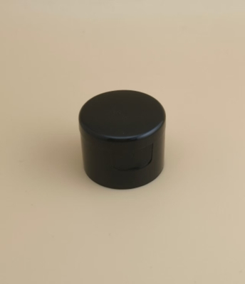 कॉस्मेटिक बोतलों के लिए काले प्लास्टिक गोल चिकनी टोपी